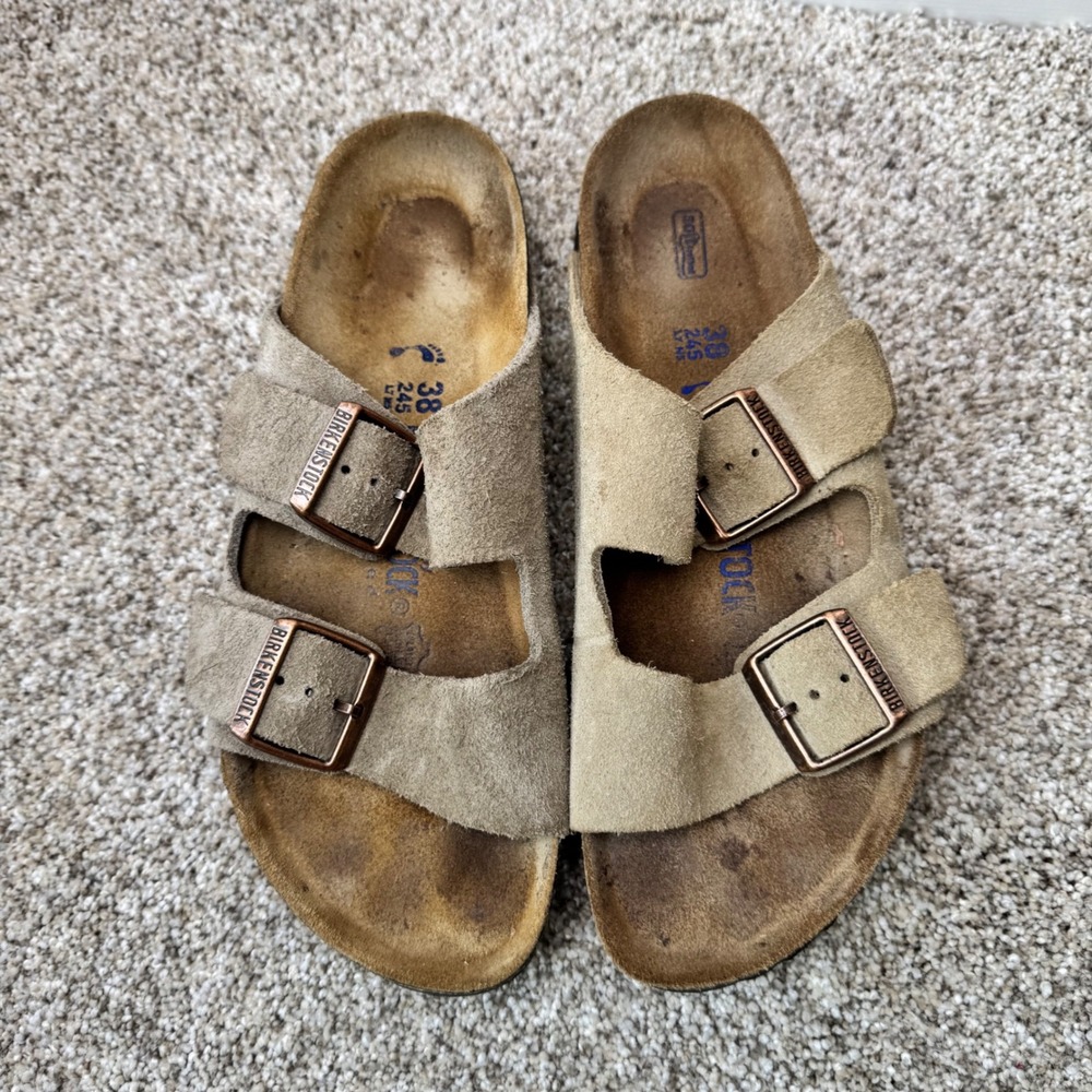 Birkenstock Arizona Suede Sandals Taupe Women's Size 7 Boho Granola Gorpcore - Picture 3 of 8